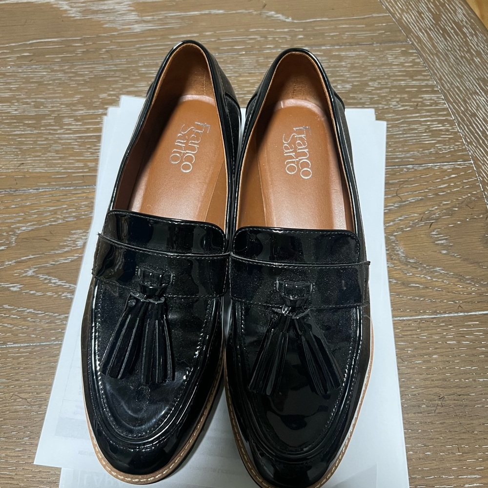 Franco Sarto Black Tassel Loafers Slip-Ons